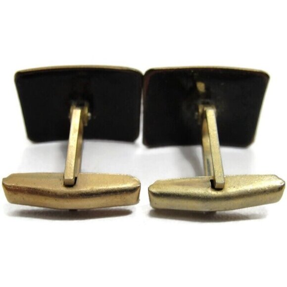 Blue Mosaic Enamel Copper Cufflinks Rectangle Shirt Accessories Wedding Vintage - Picture 4 of 14